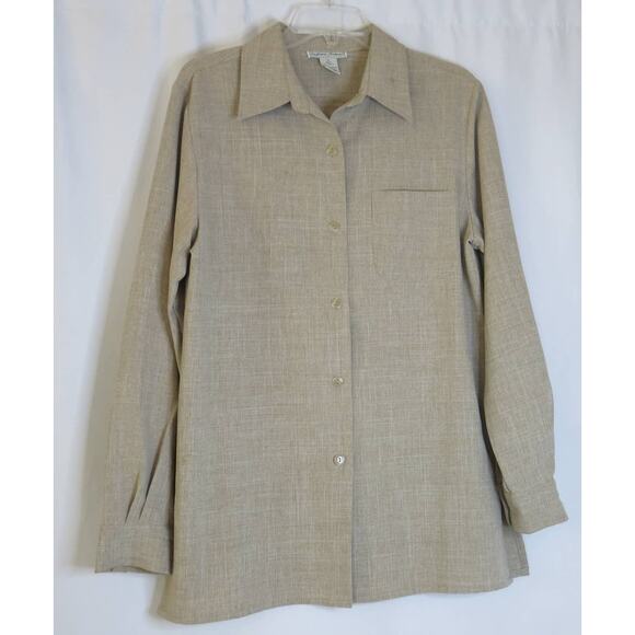 VINTAGE Stephanie Andrews Jacket Blazer Size 10 Polyester Buttons Tan Preppy - Picture 1 of 11